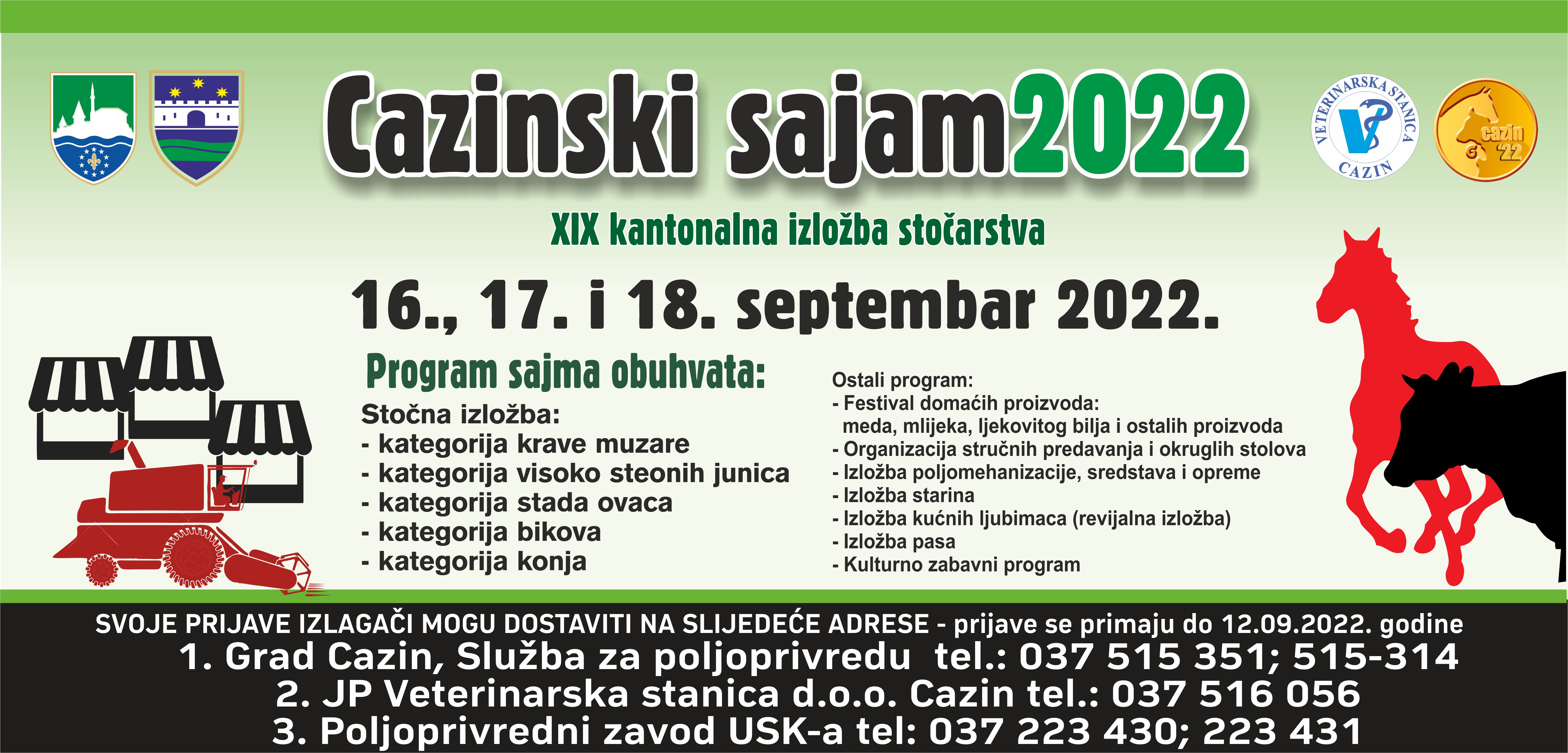 16.09. se otvara Kantonalna izložba stočarstva – Cazinski sajam 2022